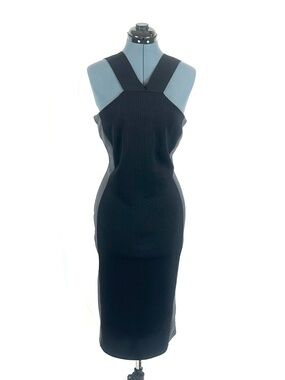 River Island black, faux leather blocking dress 16 151